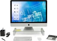 💻 enhance your workspace with mount-it! glass computer monitor riser and laptop stand – clear 22" display stand, organizer shelf, & aluminum-glass construction logo