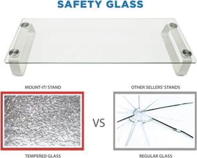 img 1 attached to 💻 Enhance Your Workspace with Mount-It! Glass Computer Monitor Riser and Laptop Stand – Clear 22" Display Stand, Organizer Shelf, & Aluminum-Glass Construction