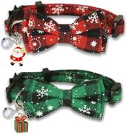 🎄 pohshido 2 pack christmas cat collar: festive bow tie and bell, secure breakaway buckle for safety — adjustable size 7.8-12.8 inch, holiday delight for kitty and kitten logo