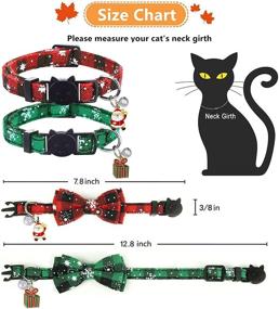 img 2 attached to 🎄 Pohshido 2 Pack Christmas Cat Collar: Festive Bow Tie and Bell, Secure Breakaway Buckle for Safety — Adjustable Size 7.8-12.8 inch, Holiday Delight for Kitty and Kitten