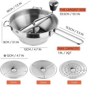 img 2 attached to Stainless Steel Food Mill - Rotary Mill with 3 Milling Discs, 2 Quart Capacity for Tomato and Potato Mashing, Straining & Grating - Easy to Clean, Assemble, and Dishwasher Safe