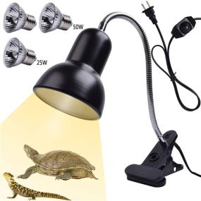 img 4 attached to 🦎 Adjustable 50W Reptile Heat Lamp UVA UVB Light for Aquatic Lizards, Snakes, Chameleons, and Amphibians - Includes 3 Bulbs