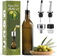 🍶 aozita 17oz glass olive oil dispenser with stainless steel pourers – convenient funnel for easy refill – stylish olive oil carafe decanter for kitchen logo