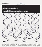 unique industries plastic hanging swirl decorations: 26 inches, pack of 8, black - perfect party supplies! logo