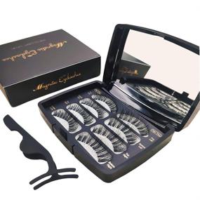 img 4 attached to 👁️ Enhance Your Look with Premium Magnetic Eyelashes Set - 8 PCs, 2 Styles, 3D Reusable & Ultra Thin Magnets