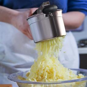 img 1 attached to 🥔 Stainless Steel Potato Ricer with 3 Interchangeable Fineness Discs - Kitchen Tool for Mashed Potatoes, Cauliflower Rice, Gnocchi, and Spaetzle - Black