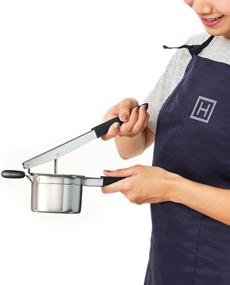 img 3 attached to 🥔 Stainless Steel Potato Ricer with 3 Interchangeable Fineness Discs - Kitchen Tool for Mashed Potatoes, Cauliflower Rice, Gnocchi, and Spaetzle - Black