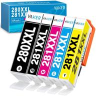 🖨️ vaker compatible inkjet printer ink cartridge tray replacement canon pgi-280xxl cli-281xxl 280 xxl 281 xxl pixma tr7520 tr8520 ts9520 ts9521c ts6320 ts6220 ts6120 ts8120 printer (pack of 5) logo