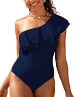 hilor women's one-shoulder swimwear: asymmetric one-piece swimsuits with ruffled bathing suits logo