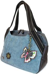 img 4 attached to Handbag Bowling BUTTERFLY Indigo Pleather Women's Handbags & Wallets