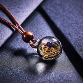 img 3 attached to 🌌 BENECREAT Nebula Glass Pendant Necklace: Stunning Galaxy Design with Double Glass Beads - DIY Jewelry Making Kit, Brown