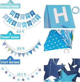 img 1 attached to Complete Blue Birthday Party Decorations Set: Tissue Pom Pom, Happy Birthday Banner, Confetti Balloons, Foil Fringe Curtain, Happy Birthday Supplies for All Ages - Light Blue and White