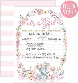 img 3 attached to Pink Elephant Baby Shower Invitation Set: Includes 20 Fill-in Invitations and Envelopes for a Jungle-inspired Baby Girl Shower or Sprinkle Celebration