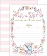 pink elephant baby shower invitation set: includes 20 fill-in invitations and envelopes for a jungle-inspired baby girl shower or sprinkle celebration logo