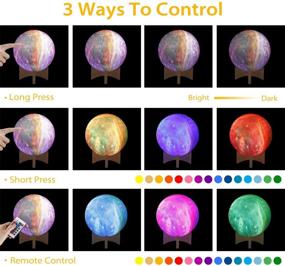 img 2 attached to Moon Lamp: 3D Print LED Galaxy Moon Light (5.9 Inch), Dimmable with Stand, Remote Touch Tap Control, USB Rechargeable - Perfect Kids Night Light for Birthdays, Christmas Gifts, and Romantic Surprises