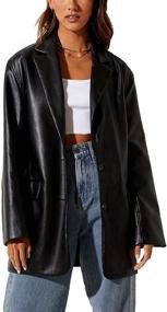 img 4 attached to Womens Leather Blazer Sleeve Jacket Women's Clothing