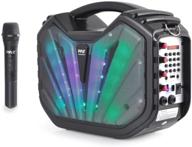 🔊 pyle pwma285bt - portable pa speaker system with bluetooth connectivity, rechargeable battery, outdoor sound microphone set, mp3 usb sd fm radio aux, led dj lights, carry handle logo