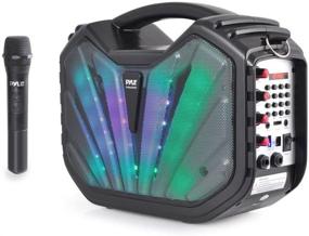 img 1 attached to 🔊 Pyle PWMA285BT - Portable PA Speaker System with Bluetooth Connectivity, Rechargeable Battery, Outdoor Sound Microphone Set, MP3 USB SD FM Radio AUX, LED DJ Lights, Carry Handle