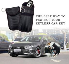 img 1 attached to RFID Blocking Car Key Signal Pouch - Set of 2, Keyless Signal Blocking Bag for Smart Car Key Security, Carbon Fiber Texture, Anti-Hacking Case Blocker