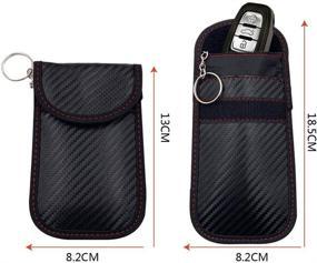 img 3 attached to RFID Blocking Car Key Signal Pouch - Set of 2, Keyless Signal Blocking Bag for Smart Car Key Security, Carbon Fiber Texture, Anti-Hacking Case Blocker