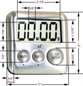 img 2 attached to ⏲️ eTradewinds Stainless Steel Digital Kitchen Timer - Silver - Strong Magnetic Back - Kickstand - Loud Alarm - Large Display - Auto Memory - Auto Shut-Off - Model eT-26 (Silver)