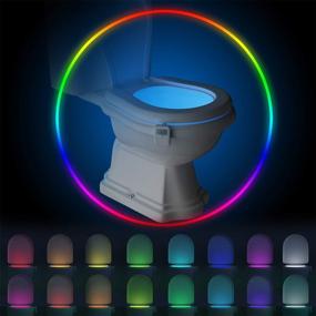 img 1 attached to Aomofun Rechargeable Toilet Night Light - 16 Color Changing LED Nightlight with Motion Activated Sensor - Fun Gadget for Bathroom Decoration - Suitable for Teen Boys, Men, and Fathers - Ideal Stocking Stuffer for Gags and Pranks on Father's Day