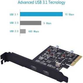 img 2 attached to 💻 Карта PCI-E YEELIYA USB 3.1 Gen 2 (10Gbps) с 2 портами USB-C для настольного ПК - совместима с Windows