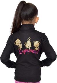 img 4 attached to Sparkle and Stretch: Glitter Gymnastics Jacket for Active Girls' - Clothing that Combines Comfort and Style
