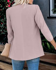 img 3 attached to 👚 Womens Casual Blazer Ruched 3/4 Sleeve Open Front Relax Fit Office Lightweight Cardigan Jacket Blazers by Ofenbuy