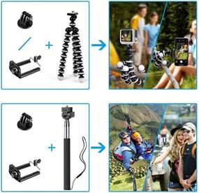 img 1 attached to 📷 SmilePowo 42-in-1 Action Camera Accessories Kit for GoPro Hero 9 8 Max 7 6 5 4 3 3+ 2 1 Black, GoPro 2018 Session Fusion, Silver, Insta360, DJI, AKASO, APEMAN, YI, Campark, XIAOMI & more