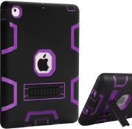 📱 ipad mini case with kickstand feature, shock-absorption/high impact resistant hybrid three layer protective cover in black and purple - designed for ipad mini, ipad mini 2, ipad mini 3, and ipad mini retina logo