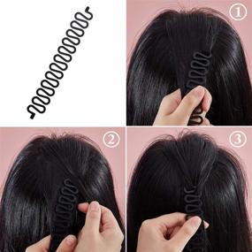 img 3 attached to 💇 14-кусочный комплект инструментов для плетения волос: создавайте прически легко! Идеально подходит для причесок с хвостиками, французскими косами и рыбьими хвостами. Включает мини-эластичные резинки для женщин и девочек. Подходит для создания причесок самостоятельно.