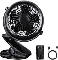 portable usb fan: battery operated clip-on cooling fan 5v - perfect for desktop, outdoor, car & stroller - mini desk fan, black logo
