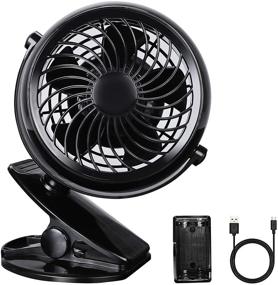 img 4 attached to Portable USB Fan: Battery Operated Clip-On Cooling Fan 5V - Perfect for Desktop, Outdoor, Car & Stroller - Mini Desk Fan, Black