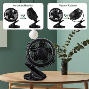 img 2 attached to Portable USB Fan: Battery Operated Clip-On Cooling Fan 5V - Perfect for Desktop, Outdoor, Car & Stroller - Mini Desk Fan, Black