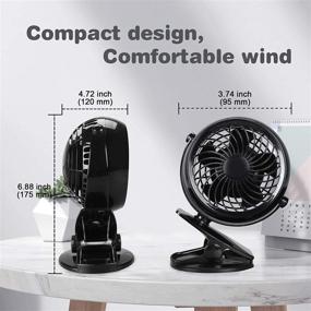img 1 attached to Portable USB Fan: Battery Operated Clip-On Cooling Fan 5V - Perfect for Desktop, Outdoor, Car & Stroller - Mini Desk Fan, Black