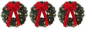 img 1 attached to 🎄 Set of 3 Winter Wonderland Pre-Lit Battery-Operated 18-Inch Wreaths