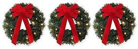 img 4 attached to 🎄 Set of 3 Winter Wonderland Pre-Lit Battery-Operated 18-Inch Wreaths