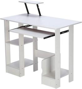 img 1 attached to 💪 Harapu Strong Bearing Computer Desk with Keyboard Tray: The Perfect Home Office Storage Solution