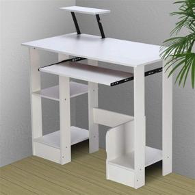 img 4 attached to 💪 Harapu Strong Bearing Computer Desk with Keyboard Tray: The Perfect Home Office Storage Solution