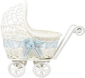 img 4 attached to 🍼 Woven Stroller Baby Shower Centerpiece - Blue Favor Decoration