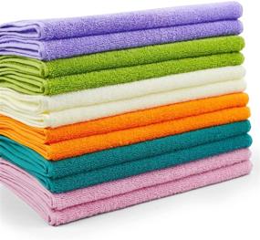 img 3 attached to 🛀 Cleanbear Ultra Soft Hand Towels 12 Pack - Set of 6 Colors - 100% Cotton Hand Towel Set for Family Members (13 x 29 Inches)