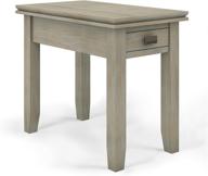 simplihome artisan solid wood 14 inch wide rectangle contemporary narrow side table: distressed grey, storage, 1 drawer; ideal for the living room and bedroom logo