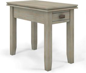 img 4 attached to SimpliHome Artisan SOLID WOOD 14 inch Wide Rectangle Contemporary Narrow Side Table: Distressed Grey, Storage, 1 Drawer; Ideal for the Living Room and Bedroom