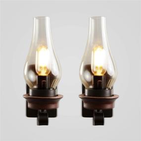 img 4 attached to 🛋️ Vintage Industrial Wall Light Fixtures - Set of 2 Retro Rustic Nordic Glass Wall Lamps for Bedroom and Bedside