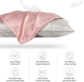 img 3 attached to 🌸 YANXUAN 100% Grade 6A Mulberry Silk Pillowcase and Eye Mask Set, Pink, Standard Size, 20x26inches