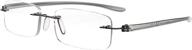 👓 stylish eyekepper small lens rimless reading glasses for men and women - frameless eyeglasses with grey arms (+3.00) logo