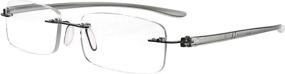 img 4 attached to 👓 Stylish Eyekepper Small Lens Rimless Reading Glasses for Men and Women - Frameless Eyeglasses with Grey Arms (+3.00)