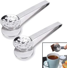 img 4 attached to 🍵 TraderPlus 2-Pack Stainless-Steel Tea Bag Squeezer Tongs Strainer Grips