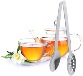 img 2 attached to 🍵 TraderPlus 2-Pack Stainless-Steel Tea Bag Squeezer Tongs Strainer Grips